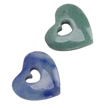 Imagem de GLOGLOW Pedras de Cristal Em Formato de Coração, 2 Peças de Decoração de Aquário Oco para Enchimento de Vaso e Decoração de Casa, Presentes Brilhantes Azuis e Verdes para Artesanato de Festa de