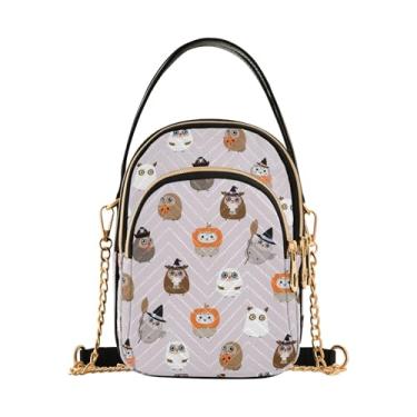 Imagem de Joisal Bolsas pequenas de festa de Halloween fantasma para mulheres, bolsas femininas modernas, mini bolsa de ombro, Fantasia de bruxa fantasma de coruja fofa, 15*21*8cm