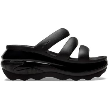 Imagem de Crocs Sandália plataforma unissex com alça tripla Mega Crush para adultos, Preto, 36