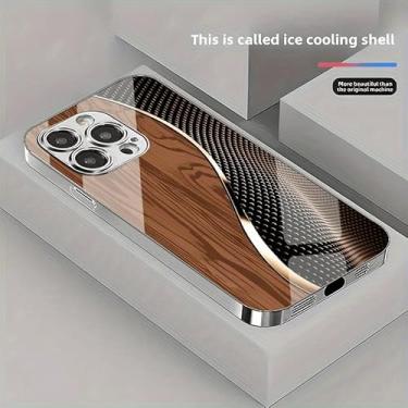 Imagem de Capa de telefone de vidro galvanizado de linha multicolorida criativa para iPhone 16 Plus