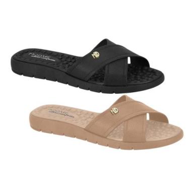 Imagem de Sandália Rasteira Modare Conforto Reflex Sense Tiras X, Preto, 37