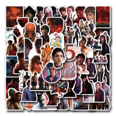 Imagem de Pacote com 5 adesivos de filmes Stranger Things, desenho animado Stranger 5 Things, 5 estilos, à prova d'água, adesivos de vinil para adolescentes e adultos para laptop, skate, telefone, guitarra