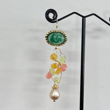 Imagem de 2 peças de brincos femininos vintage sintético turquesa imitação de cristal imitação de pérola boêmia, multicoloridos, para festas e reuniões