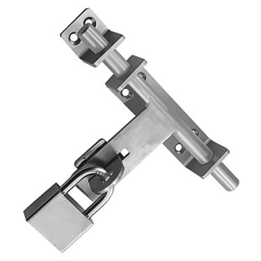 Imagem de VTGVVVTR Fechadura de porta, parafuso de portão inoxidável, parafuso deslizante, parafuso de barril de aço inoxidável resistente, trava deslizante de porta para cercas de madeira, porta de celeiro