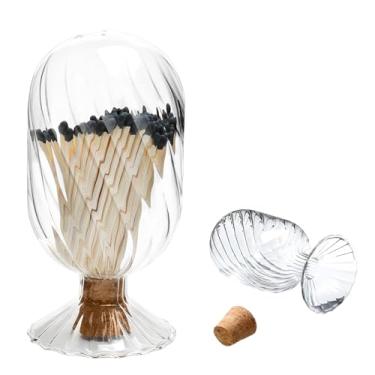 Imagem de GEDEUBAN Suporte de vidro cloche em forma de hélice, suporte de fósforos de cabeça para baixo para vela perfumada na mesa de jantar, lareira e decoração de banheiro