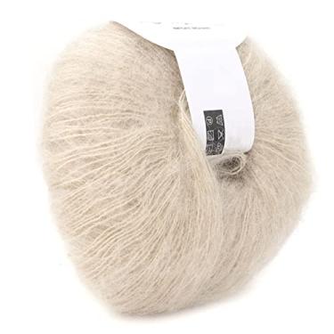 Imagem de TARSHYRY Fio de lã Mohair Macio, Fibra de tricô Premium para Cachecóis, Suéteres, Chapéus, Com Anti-bolinhas, Anti-encolhimento, Lavável à Mão, Fácil Cuidado, 12 Cores Opcionais (17 bege)
