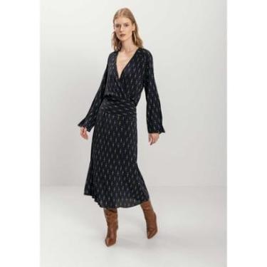 Imagem de Vestido Estampado Chá De Mangas Longas Com Decote Em V-Feminino