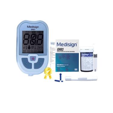 Imagem de Kit Glicosímetro Medir Glicose Medisign + 100 Tiras Glicemia