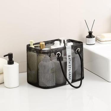 Imagem de TOPMELON Suporte de chuveiro de malha portátil, cesta de banho dobrável (preto, grande)
