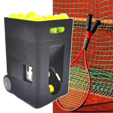 Imagem de ZDJZMGZ Máquina móvel de bola de tênis, lançador automático de bola de tênis, controle remoto e aplicativo, máquina de treino de topspin e backspin de altura ajustável, para iniciantes e uso interno