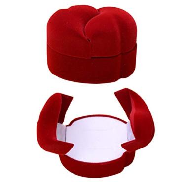 Imagem de Suporte de brinco, 2 peças, caixa de anel em forma de coração, caixas de anel de casamento, caixa de joias para casal, caixa de suporte de anel duplo, caixa de armazenamento de brincos de presente de