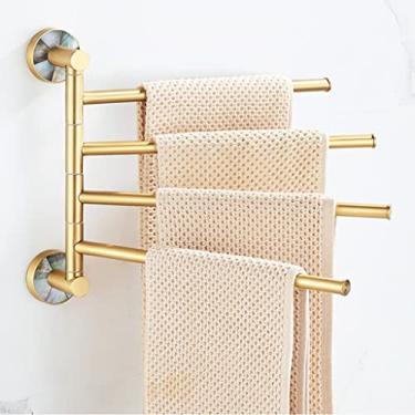 Imagem de Toalheiro de luxo leve de alta qualidade sem perfuração, anel de toalha, ganchos de fileira, suporte de toalha de banho, cesta de lenços, kit de acessórios de banheiro banheiro (cor: Suporte de três