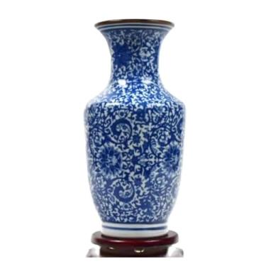 Imagem de Decoração de casa cerâmica azul branco porcelana vaso ornamentos casa sala de estar decoração sala de estudo mobiliário artesanato floreros florero vaso decoração (D altura 22 cm)
