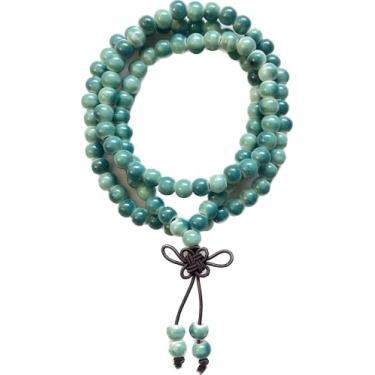 Imagem de Pulseira feminina nativa americana fofa colorida de cerâmica com 3 fileiras de largura empilhável com contas elásticas vintage joias nativas boêmias, hippie, colar para mulheres, Medium, Cerâmica