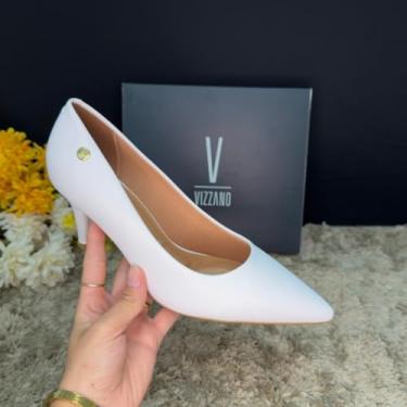 Imagem de Sapato Feminino Scarpin Salto Médio Vizzano Bico Fino (Branco, BR, Adulto, Numérico, 34)