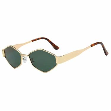 Imagem de Óculos de Sol Metal Jelly Coloridos Estilo Punk com Proteção UV400 para Esportes ao Ar Livre, Corrida e Ciclismo, Dourado e Verde