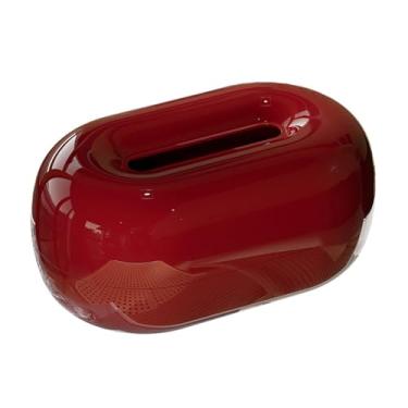 Imagem de Capa de caixa de lenços de mesa prática para sala de estar decoração de mesa de jantar organizador dispensador facial guardanapo (vermelho)