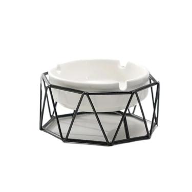 Imagem de Cinzeiro moderno com prateleira, decorações de sala de estar, cinzeiro de cerâmica para escritório, decoração de casa (preto)