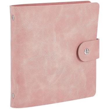 Imagem de SOFPLATE Pequeno álbum de fotos rosa livro de fotos pequeno para 5,1 x 9,5 cm 25 bolsos 2 anéis fichário capa de couro PU mini álbum para cartões-postais arte apresentação fichário DIY arte presente