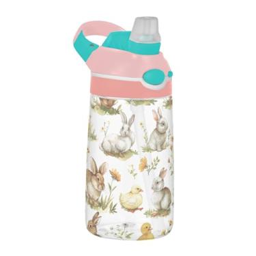 Imagem de xigua Garrafa de água Tritan Farm Animals com bico de silicone, 480 ml, portátil, à prova de vazamento, utensílios esportivos com botão bloqueável e alça larga