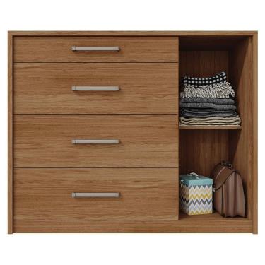 Imagem de Cômoda Sapateira 1 Porta 4 Gavetas Marrom Palacius Caemmun