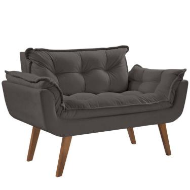 Imagem de Poltrona 2 Lugares Opalla D Salla Suede Base Palito Cinza.