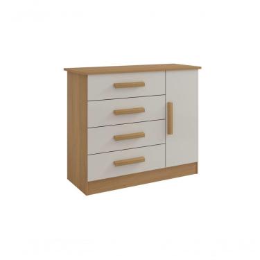 Imagem de Cômoda Firenze 4 Gavetas 1 Porta C-sapateira - D' Doro Cinamomo-off White