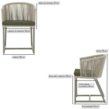 Imagem de 6 Cadeiras De Jantar Noronha Fendi Corda Náutica E13 Trama Rami