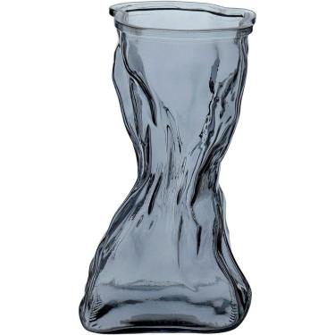 Imagem de Vaso Decorativo Enfeite Casa Amassado Home&co Vidro 21x9x13cm Fume