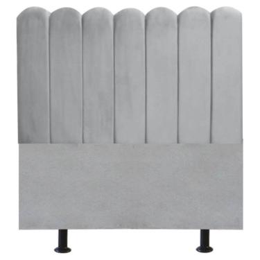 Imagem de Cabeceira Nuvem Cama Casal 140 Cm Alanis Suede Cinza Claro