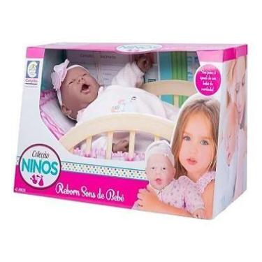 Imagem de Boneca Coleção Ninos Reborn Negra - Cotiplás, Branco