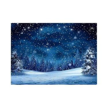 Imagem de Tecido De Fundo Em Poliéster Com Cena De Neve De Véspera De Natal Para