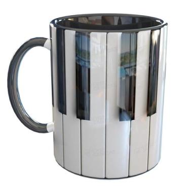 Imagem de Caneca Porcelana Teclado Piano Órgão Música - Pense Canecas, Preto