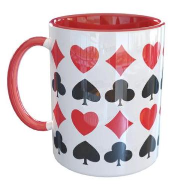 Imagem de Caneca Porcelana Naipes Baralho Presente - Pense Canecas, Vermelho