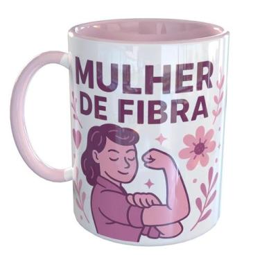 Imagem de Caneca Porcelana Mulher De Fibra Empoderamento - Pense Canecas, Rosa C