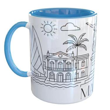 Imagem de Caneca Porcelana Maceió - Pense Canecas, Azul Claro