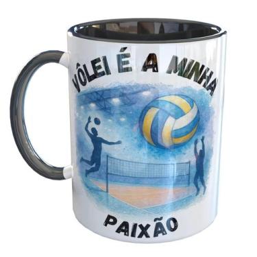 Imagem de Caneca Porcelana Vôlei é a Minha Paixão - Pense Canecas, Preto