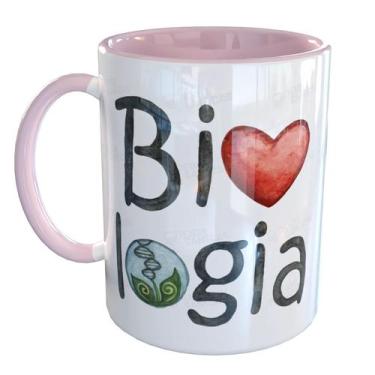 Imagem de Caneca Porcelana Biologia - Pense Canecas, Rosa Claro