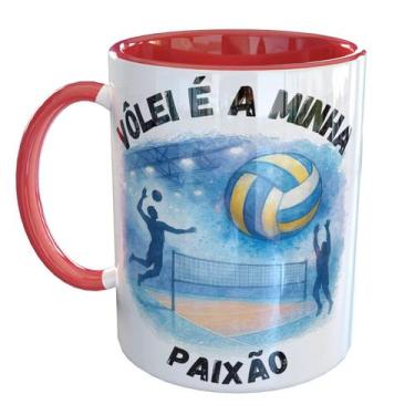 Imagem de Caneca Porcelana Vôlei é a Minha Paixão - Pense Canecas, Vermelho