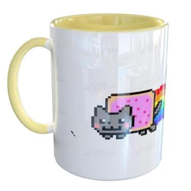 Imagem de Caneca Porcelana Nyan Cat Meme - Pense Canecas, Amarelo