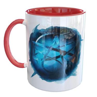 Imagem de Caneca Porcelana Ateu Simbolo Atomo Ateista - Pense Canecas, Vermelho