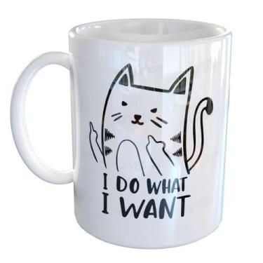 Imagem de Caneca Porcelana Gato I Do What I Want Divertida - Pense Canecas, Bran