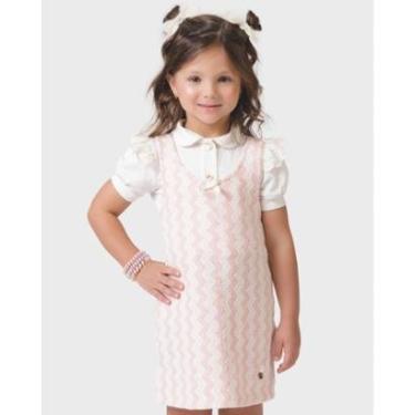Imagem de Conjunto menina salopete blusa leve verão e fresquinho infantil- Rosa e Azul - Menina 1 a 4 anos-Feminino