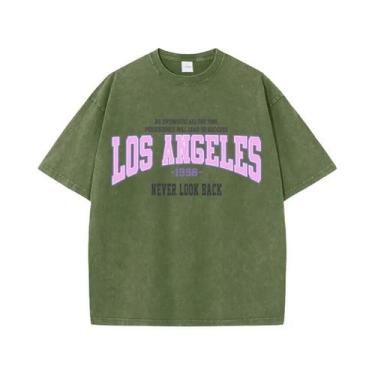 Imagem de Camisetas De Algodão Desgastadas Femininas Com Estampa Los Angeles 199