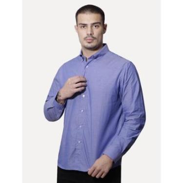 Imagem de Camisa Ellus Masculina Tricoline Water Stripe Classic Azul-Masculino