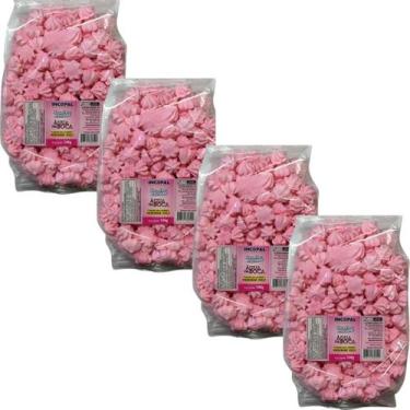 Imagem de Mini Suspiros Caseiro Kit Com 4 Pacotes De 140g Rosa - Facsolucoes13