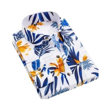 Imagem de Camisa Masculina Slim Fit Estampada De Manga Longa Primavera Verão Sem