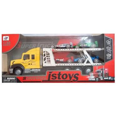 Imagem de Caminhão Carregando Carro F1 de Brinquedo Escala 1:32 Sortido JS898-12
