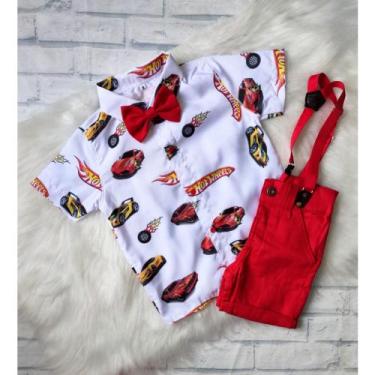 Imagem de Conjunto Menino Linha Premium Temático Hot Wheels +Bermuda +Suspensóri