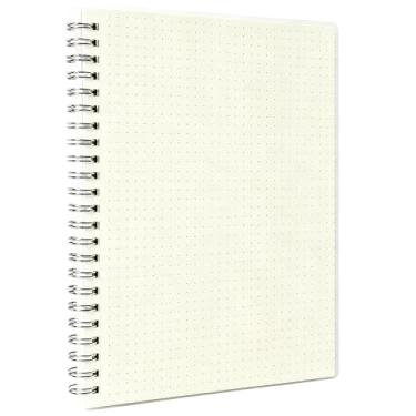 Imagem de Smilo Caderno espiral pontilhado, caderno A5 14,5 cm x 21 cm, 80 folhas (160 páginas), papel grosso 100 GSM, capa dura transparente para escola, escritório, escrita, matemática, engenharia, anotações